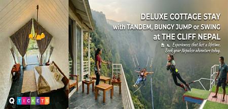 Deluxe Cottage Stay with Tandem, Bungy Jump or Swing at The Cliff Nepal