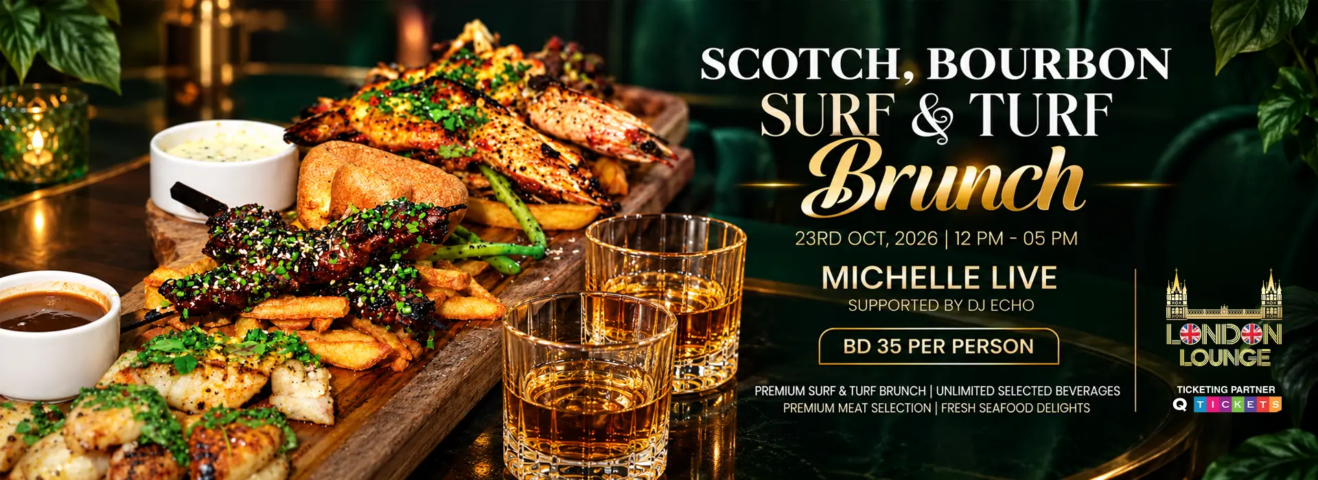 Scotch, Bourbon, Surf & Turf Brunch at London Lounge
